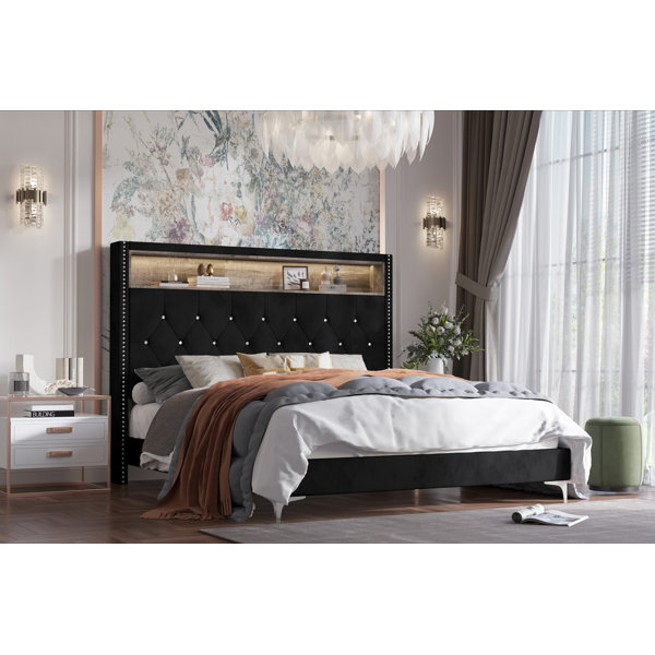 Netherton tufted upholstered store storage standard bed